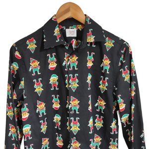North Pole Men's Christmas Elf Long Sleeve Button-down Shirt NWT Small